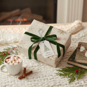 ベージュエレガントリークリスマスギフトラベル ギフトタグ