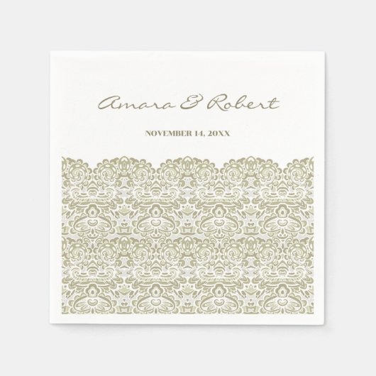 ベージュエレガントレース スタンダードカクテルナプキン (正面)