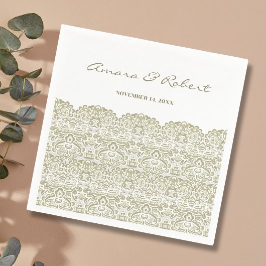 ベージュエレガントレース スタンダードカクテルナプキン