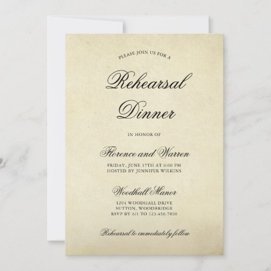 ベージュエレガントヴィンテージリハビクトリアンーサルディナー 招待状 (正面)