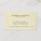 ベージュエレガントヴィンテージ紙プロフェッショナル 名刺 (裏面)