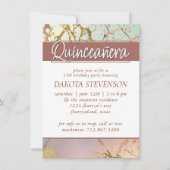 ベージュエレガント大理石 |セージバラ金ゴールドキンセアニェラ 招待状 (正面)