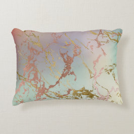 ベージュエレガント大理石 | Mint Sage Greenバラ金ゴールド アクセントクッション