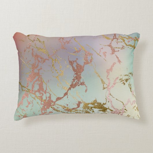ベージュエレガント大理石 | Mint Sage Greenバラ金ゴールド アクセントクッション (正面)