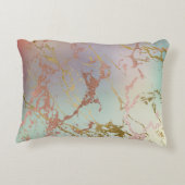 ベージュエレガント大理石 | Mint Sage Greenバラ金ゴールド アクセントクッション (裏面)