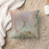 ベージュエレガント大理石 | Mint Sage Greenバラ金ゴールド クッション (ブランケット)