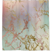 ベージュエレガント大理石 | Mint Sage Greenバラ金ゴールド シャワーカーテン (正面)