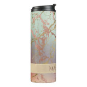 ベージュエレガント大理石 | Mint Sage Greenバラ金ゴールド タンブラー (回転左)