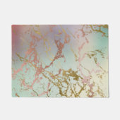 ベージュエレガント大理石 | Mint Sage Greenバラ金ゴールド ドアマット (正面)