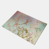 ベージュエレガント大理石 | Mint Sage Greenバラ金ゴールド ドアマット (アングル)