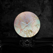 ベージュエレガント大理石 | Mint Sage Greenバラ金ゴールド ラウンド壁時計