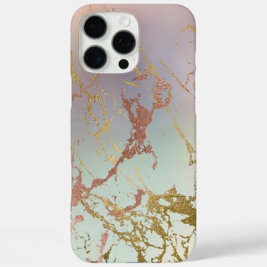 ベージュエレガント大理石 | Mint Sage Greenバラ金ゴールド Case-Mate iPhoneケース (裏面)