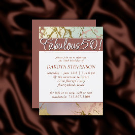 ベージュエレガント大理石 | Sageバラ金ゴールドファブラス50 招待状