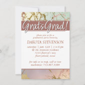 ベージュエレガント大理石 | Sageバラ金ゴールド卒業 招待状 (正面)