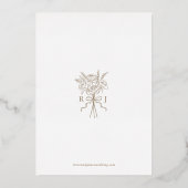 ベージュエレガント手描きリボン日付を保存 箔招待状 (裏面)