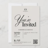 ベージュエレガント書道QRコード業務イベント 招待状 (正面)