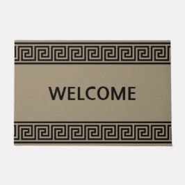 ベージュエレガント歓迎のギリシャのパターン ドアマット