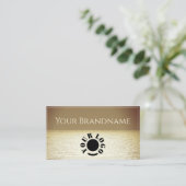 ベージュエレガント海ライトブラウンサンセットカスタムロゴ 名刺 (スタンド正面)
