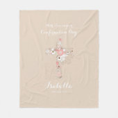 ベージュエレガント確認フローラのクロス名 フリースブランケット (正面)