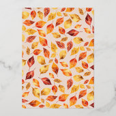 ベージュエレガント紅葉素朴ボホ結婚ス 箔招待状 (裏面)