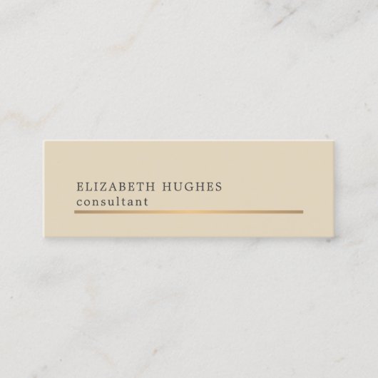 ベージュエレガント金ゴールドラフェイクイン・コンサルタント スキニー名刺 (正面)