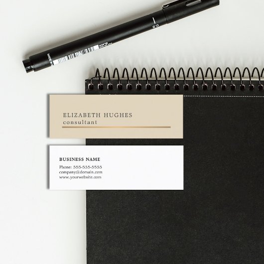 ベージュエレガント金ゴールドラフェイクイン・コンサルタント スキニー名刺