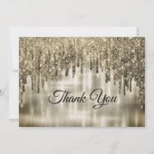 ベージュエレガント金ゴールド滴下グリッター サンキューカード (正面)