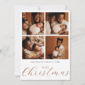 ベージュエレガント4モダンフォトコラージュのクリスマス シーズンカード (正面)