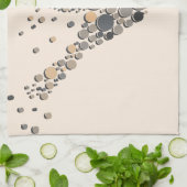 ベージュエレガント&グレイ芸術的バードデザイン キッチンタオル (折り畳み)