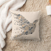 ベージュエレガント&グレイ芸術的バードデザイン クッション (ブランケット)