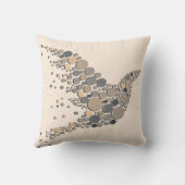 ベージュエレガント&グレイ芸術的バードデザイン クッション (裏面)