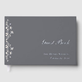 ベージュエレガント&シルバーフローラヴィンテージゲストブック ゲストブック