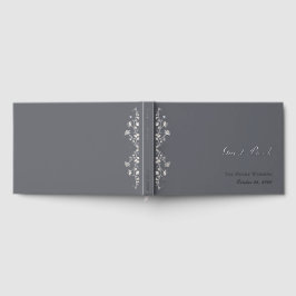 ベージュエレガント&シルバーフローラヴィンテージゲストブック ゲストブック