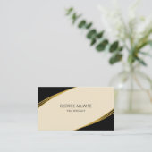 ベージュエレガント、ブラック&ゴールデン 名刺 (スタンド正面)