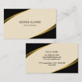 ベージュエレガント、ブラック&ゴールデン 名刺 (正面/裏面)