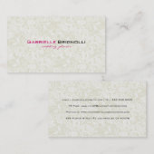 ベージュエレガント&ホワイトヴィンテージフローラレース 名刺 (正面/裏面)