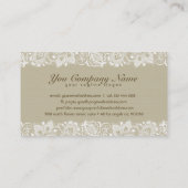 ベージュエレガント&ホワイトヴィンテージフローラレース 名刺 (裏面)