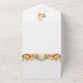 ベージュエレガント&金ゴールドベビー用の赤ちゃんシャワーブック オールインワン招待状 (外側)