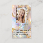 ベージュオパール瑪瑙ロゴ写真QrコードSNS 名刺 (裏面)