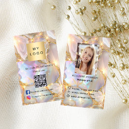 ベージュオパール瑪瑙ロゴ写真QrコードSNS 名刺