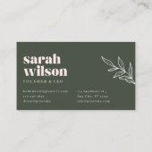 ベージュオリーブグリーンヘルスウェルネスビジネスカード 名刺 (裏面)