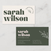 ベージュオリーブグリーンヘルスウェルネスビジネスカード 名刺 (正面/裏面)