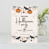 ベージュオレンジキュートハローウィンパーティ招待状 シーズンカード (スタンド正面)