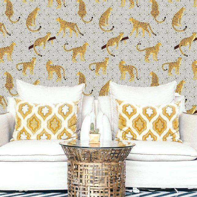 ベージュオレンジチータヒョウ幾何学模様 壁紙 (クリエイターアップロード済み)