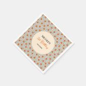 ベージュオレンジデイジーフローラアーチ誕生日 スタンダードカクテルナプキン (角)