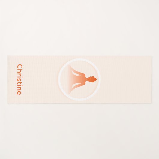 ベージュオレンジヨガポーズと名前をカスタムする ヨガマット (正面(横))