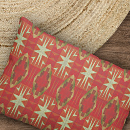 ベージュオークレブラウンレッドオレンジの部族アートパターン 枕カバー