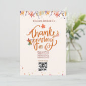 ベージュオータムサンクスギビング招待状カード01 招待状 (スタンド正面)
