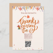 ベージュオータムサンクスギビング招待状カード01 招待状 (正面/裏面)