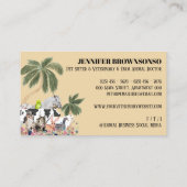 ベージュカウシープドッグキャットバードラビットアヒルのヤシ 名刺 (裏面)